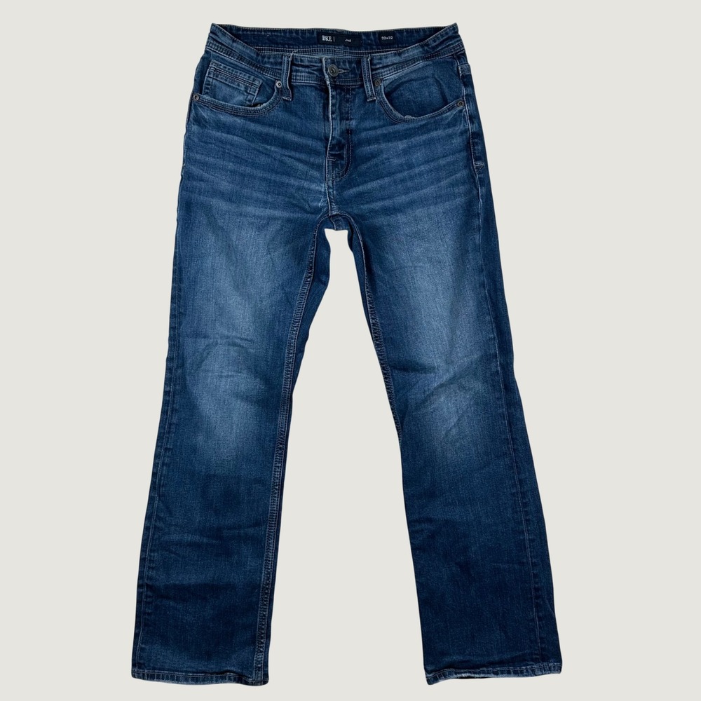BKE Jake Straight Leg Jeans Mens Medium Wash Denim 32x32 Blue Classic Casual